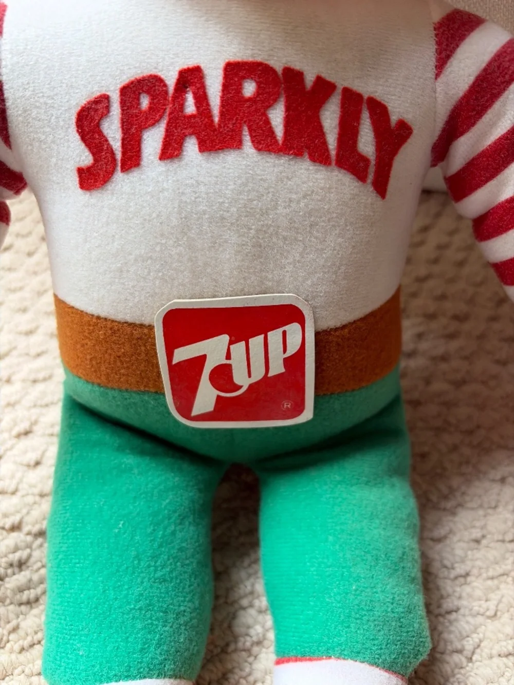 1983 Rare Vintage 7 UP Sparkly Plush Elf 18” Holiday Helper Doll